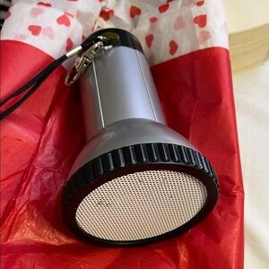 Portable Silver & Black Bluetooth Speaker with Carry Strap